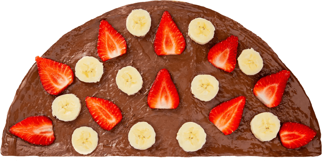 Crêpe abierto con Nutella, fresas y plátano