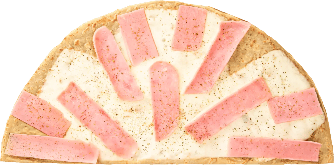 Crêpe abierto con queso mozzarella y jamón