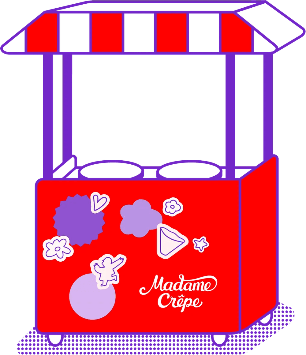 Ilustración del carrito de crêpes de Madame para eventos