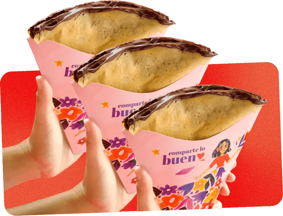 Tres crêpes de Nutella para compartir